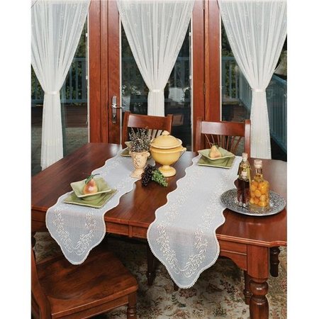 HERITAGELACE Heritage Lace SD-1472W 14 x 72 in. Sheer Divine Table Runner; White SD-1472W